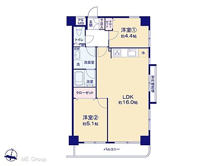 2LDK 間取り