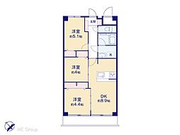 扇サンハイツ 3DKの間取図画像