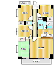 朝日プラザ幸手 4LDKの間取図画像