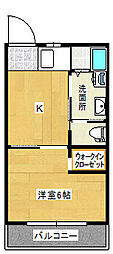 オベント森 1DKの間取図画像