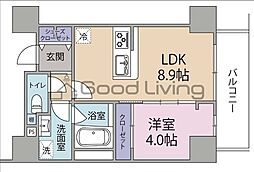 パティオ大手門 1LDKの間取図画像