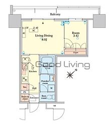 RJRプレシア大橋駅前 1LDKの間取図画像