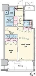 RJRプレシア千早 1LDKの間取図画像