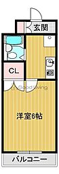 ディアコート東公園 1Kの間取図画像