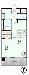 グランフォーレ大橋プレミア 1LDKの間取図画像