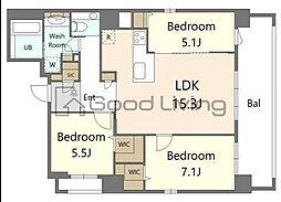S-RESIDENCE大手門awesome 3LDKの間取図画像
