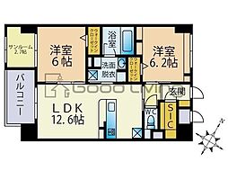 ブレス南福岡駅前 2SLDKの間取図画像