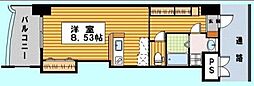 ロイヤルリバービュー ワンルームの間取図画像
