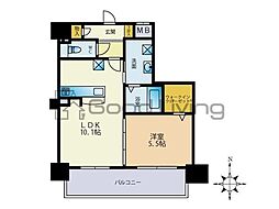 ルミエール箱崎駅前 1LDKの間取図画像