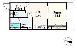 メグリオ新松戸III 201 2階1DKの間取り