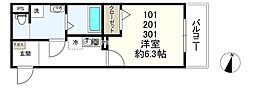 メグリオ柏の葉 1Kの間取図画像