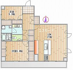 メゾンダジュール 2LDKの間取図画像