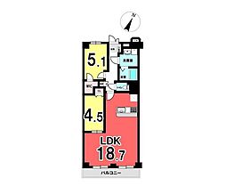 千里山スカイハイツ 2LDKの間取図画像