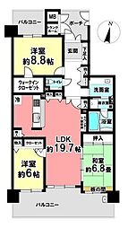 コスモ箕面ガーデンフォルム 3LDKの間取図画像