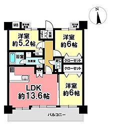 藤和シティホームズ江坂2 3LDKの間取図画像