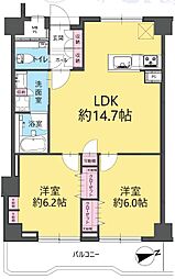 朝日江戸川橋マンション 2LDKの間取図画像