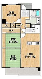 あべのポンテ 3LDKの間取図画像