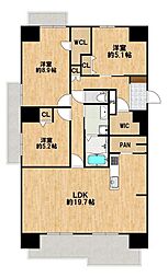 あべのマルシェ東館住宅棟東館 3LDKの間取図画像