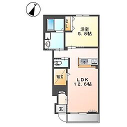 ランドマークレイ 1LDKの間取図画像