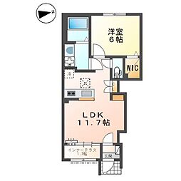仮)スターテラスII曙 1LDKの間取図画像