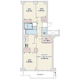 シーアイハイツ和光I棟 3SLDKの間取図画像