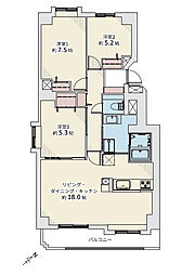 リーベスト山の手 3LDKの間取図画像