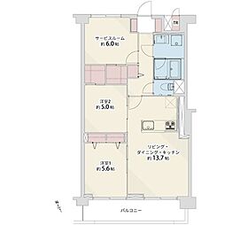 桜川グリーンコーポラス 2SLDKの間取図画像