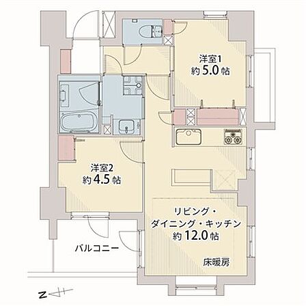 2LDK、専有面積50.05?、バルコニー面積5.41?、室内リノベーション実施