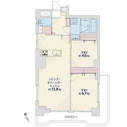 ライオンズマンション北品川 2LDKの間取図画像