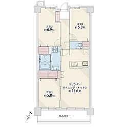 エスポワール平和 3LDKの間取図画像