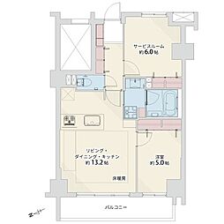 マイキャッスル加賀エクセレントステージ 1SLDKの間取図画像