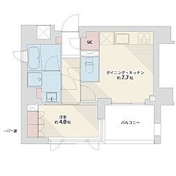 アトラス池尻レジデンス 1DKの間取り