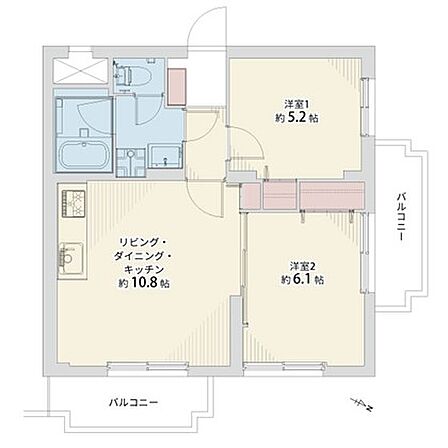 2LDK、専有面積49.00?、バルコニー面積8.11?、室内リノベーション実施