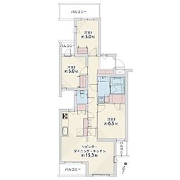 藤和千歳船橋ホームズ 3LDKの間取図画像