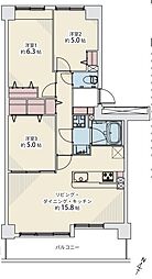 コート甲子園南1番館 3LDKの間取図画像