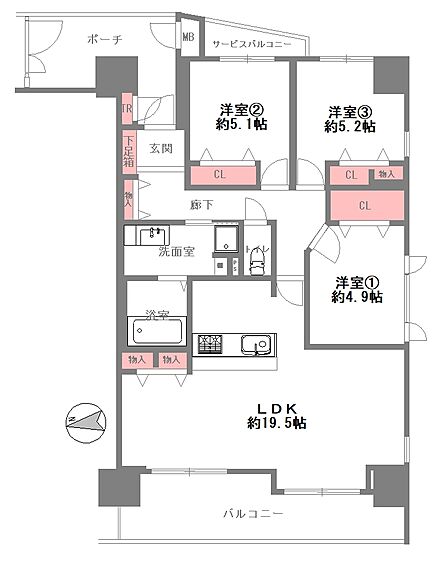 3LDK 間取り