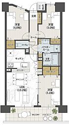 アデニウム北加賀屋 3LDKの間取図画像