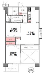 ヘリテージ帝塚山 2LDKの間取図画像