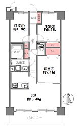 ユニハイム十三野中 3LDKの間取図画像