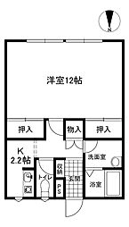 メゾン初橋 1Kの間取図画像