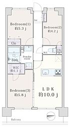 東急ドエルアルス横浜蒔田 3LDKの間取図画像