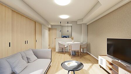 空間を無駄なく活用した、広々リビングダイニング。※本画像は、CGパースです。