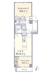 ライオンズマンション柿の木坂 2LDKの間取図画像