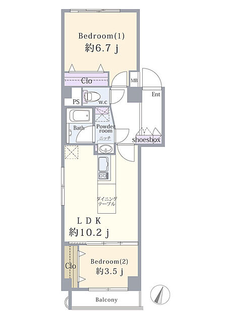 2LDK 間取り