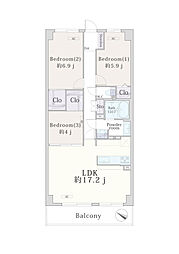 めじろ台パインマンション 3LDKの間取図画像