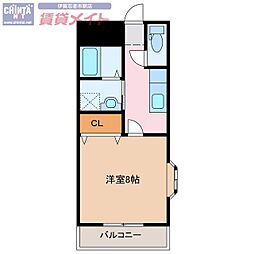 カサグランデ 1Kの間取図画像