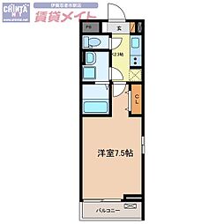 メゾンフォレスティエール2 1Kの間取図画像