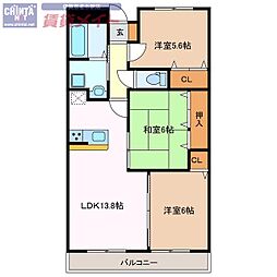 グランディス伊賀上野 3LDKの間取図画像
