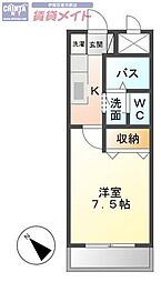 シャトー伊賀 1Kの間取図画像