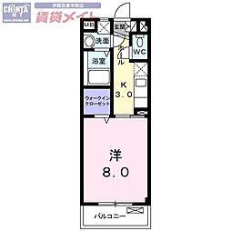フリーデ373伊賀 1Kの間取図画像